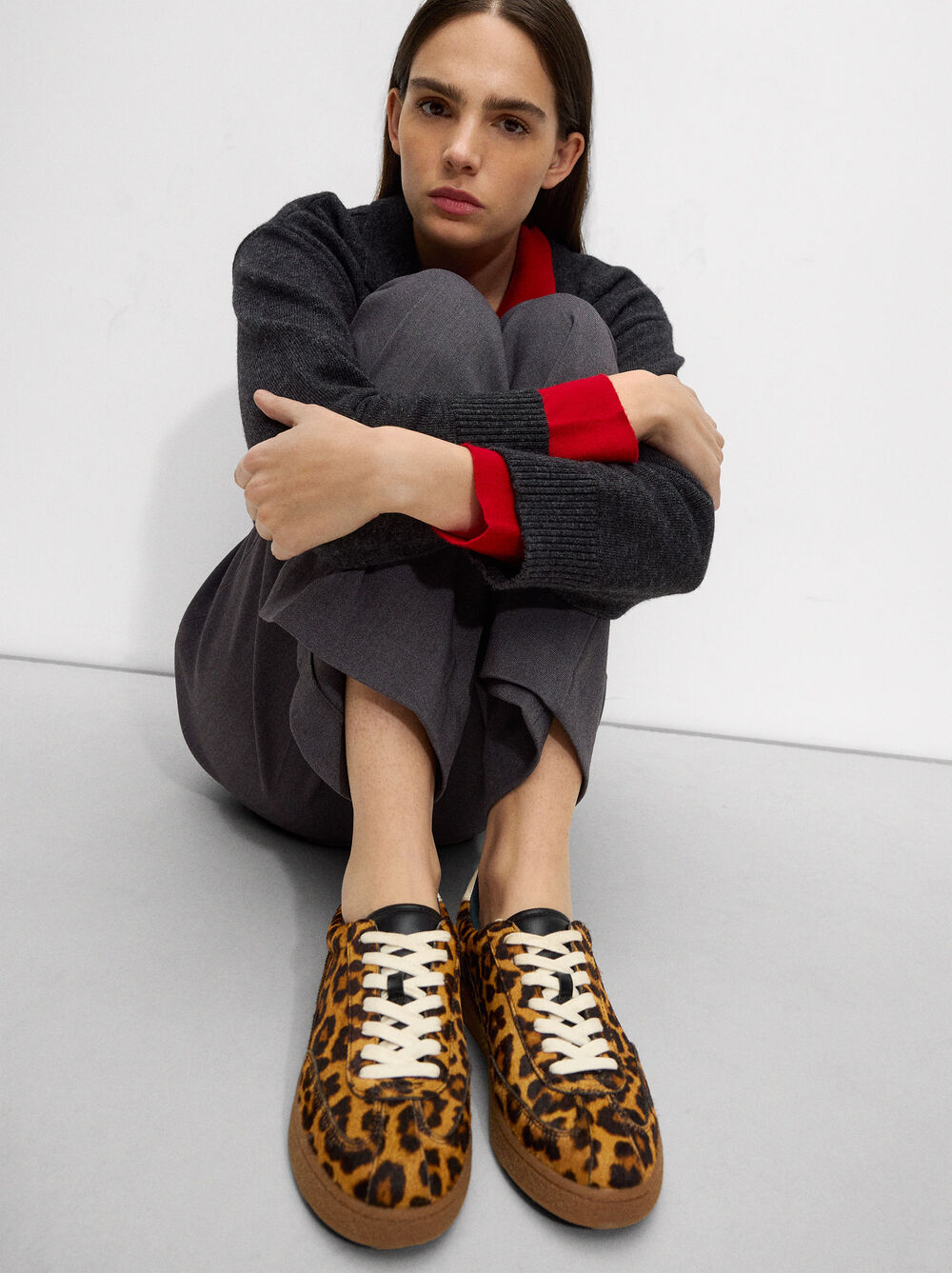 Sapatilhas de pele estampado animal