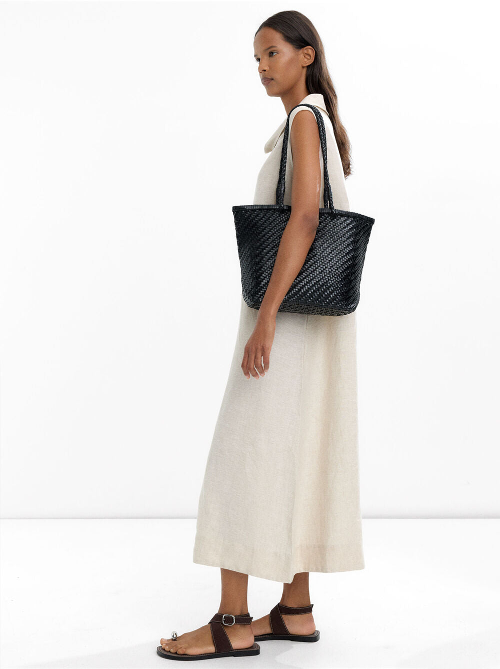 Mala shopper de pele entrançada