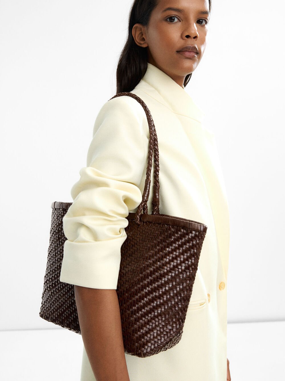 Mala shopper de pele entrançada