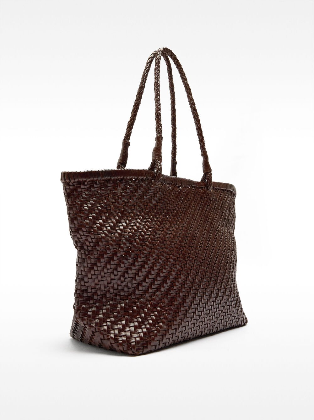 Mala shopper de pele entrançada