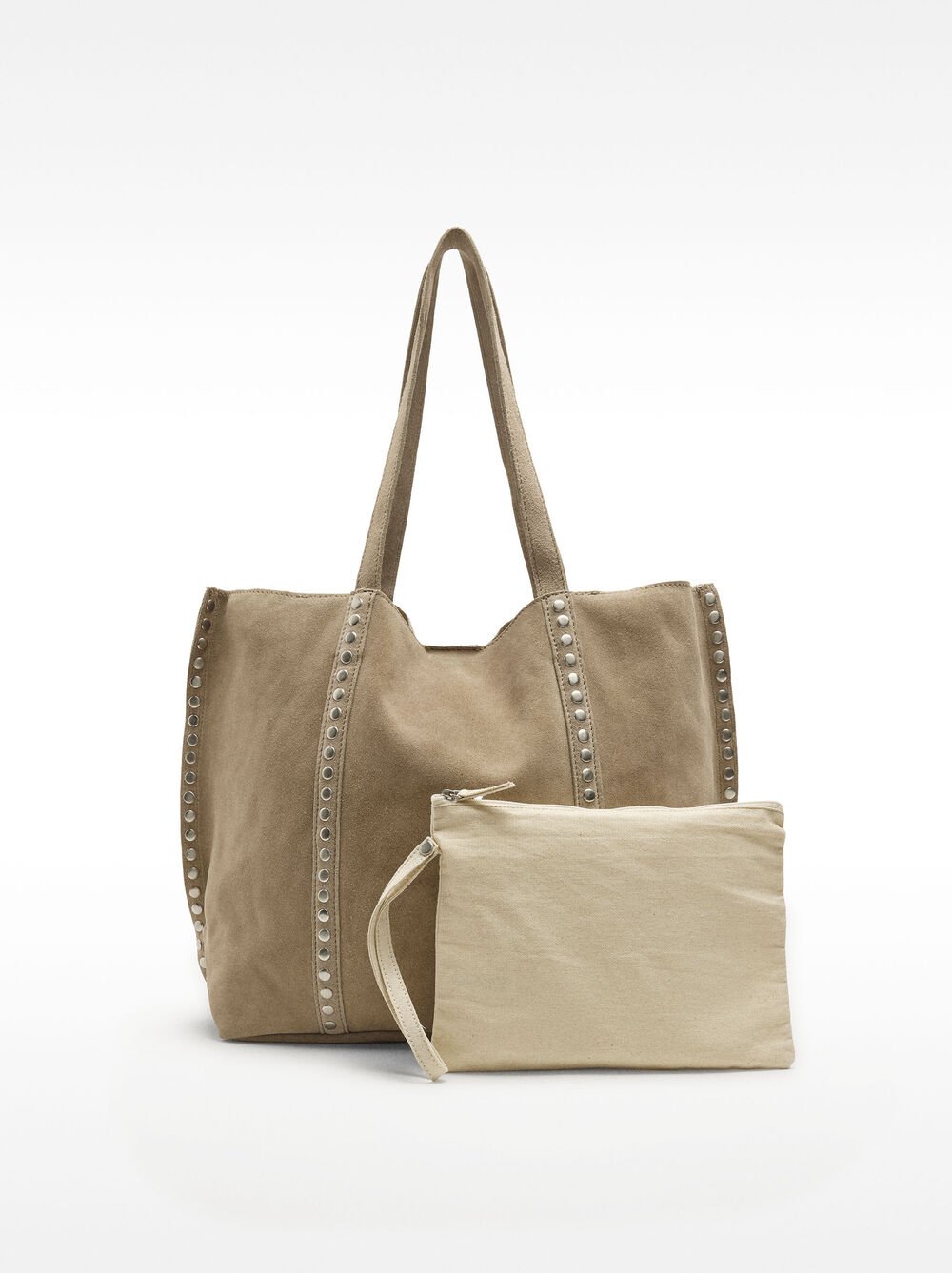 Mala shopper de pele com tachas