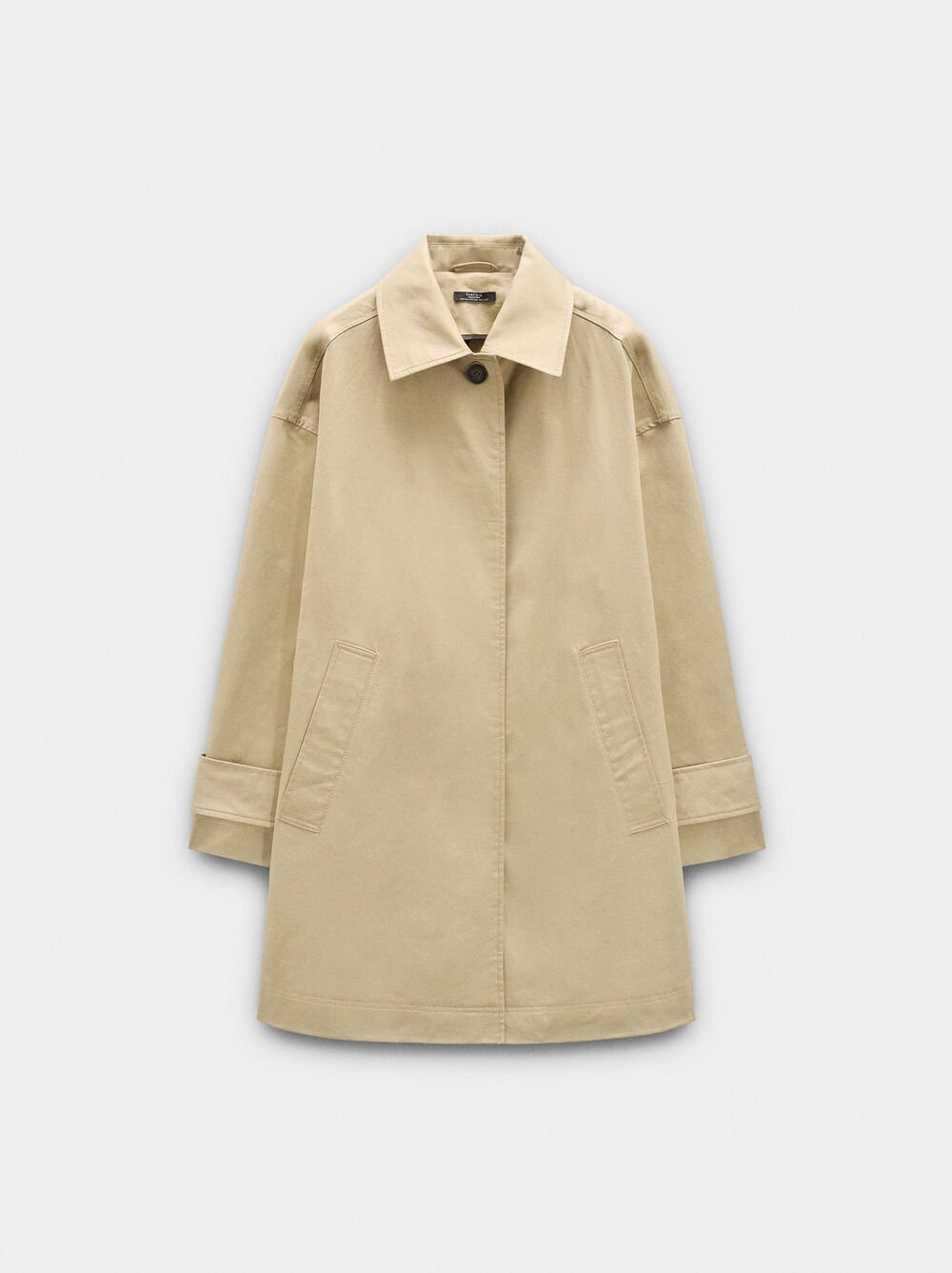 Trench midi de algodão com bolsos