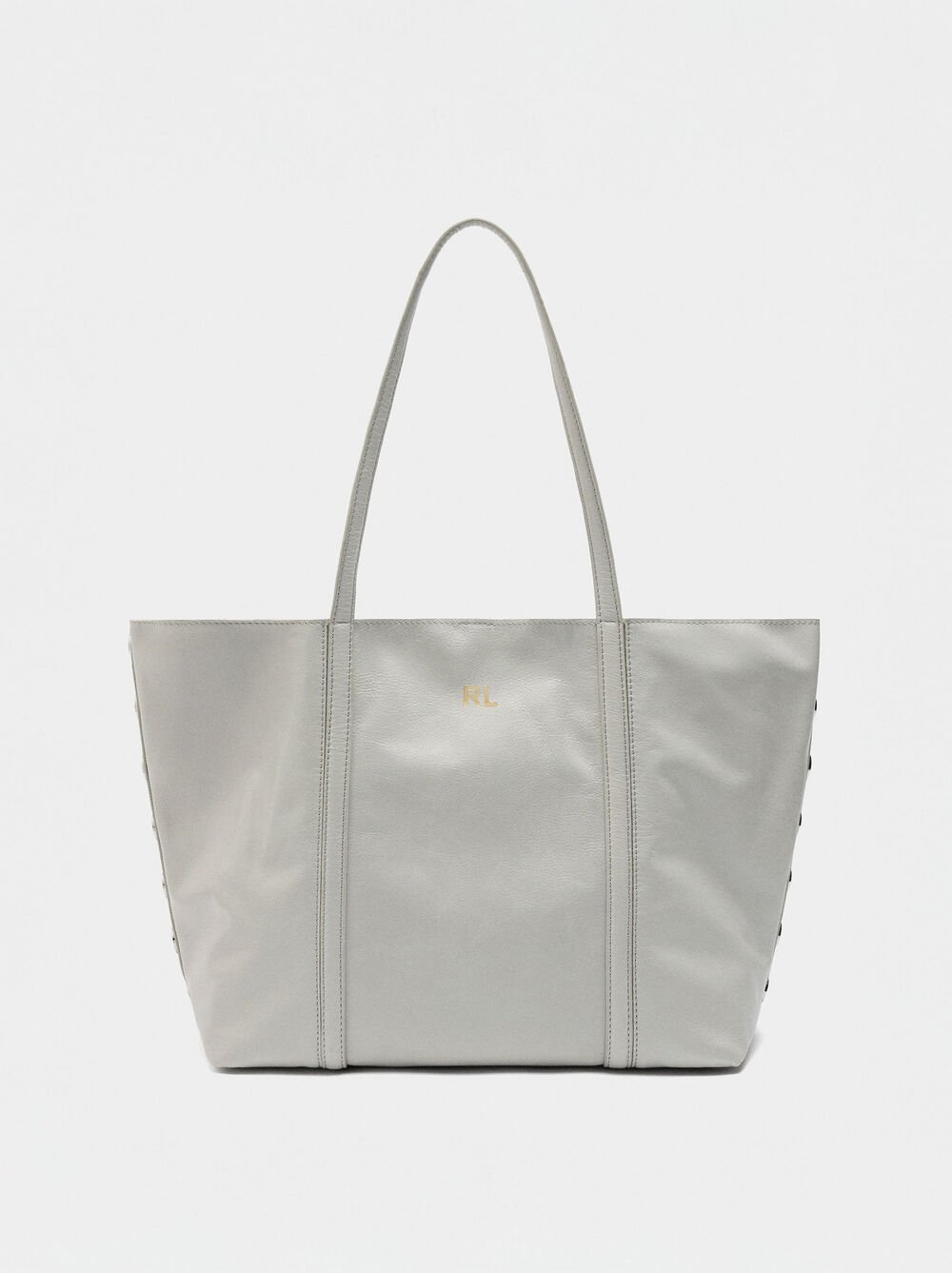 Mala shopper de pele com tachas