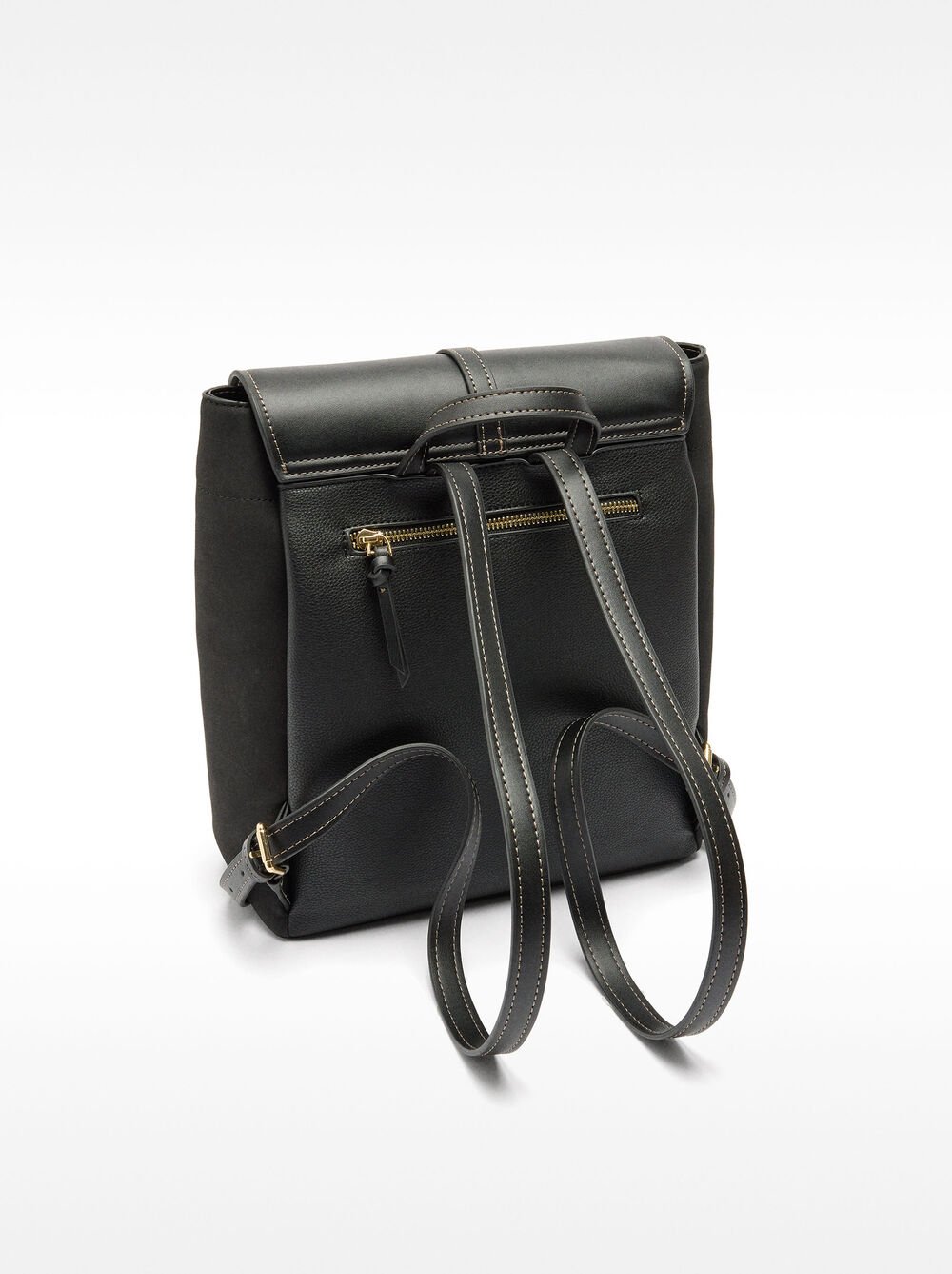 Mochila efeito pele com aba