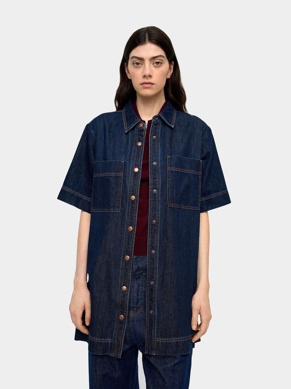 Vestido de ganga 100% algodão