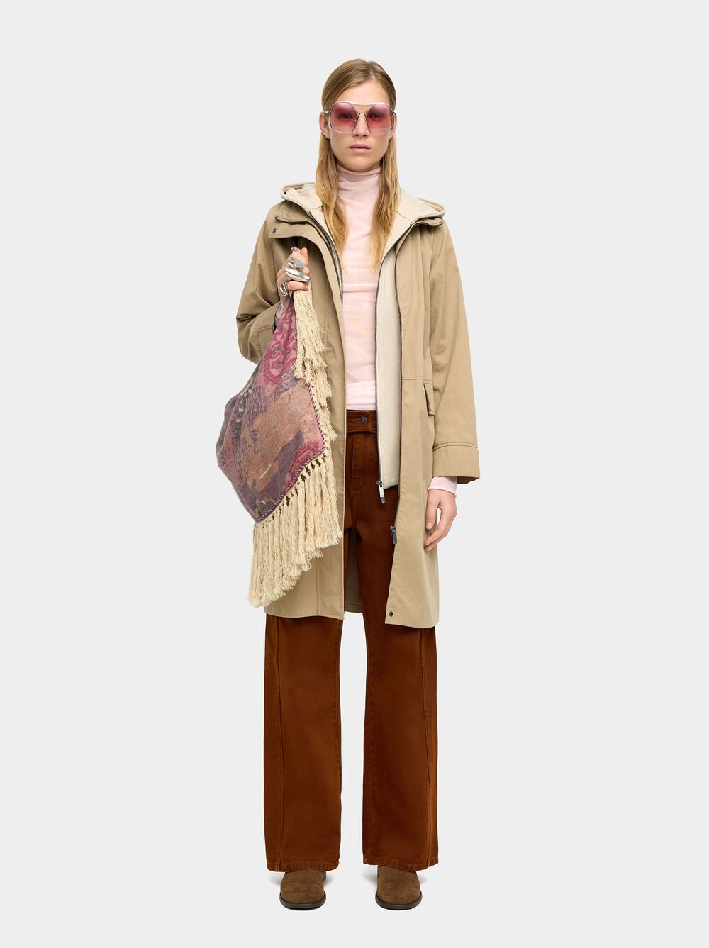 Parka algodão com capuz removível