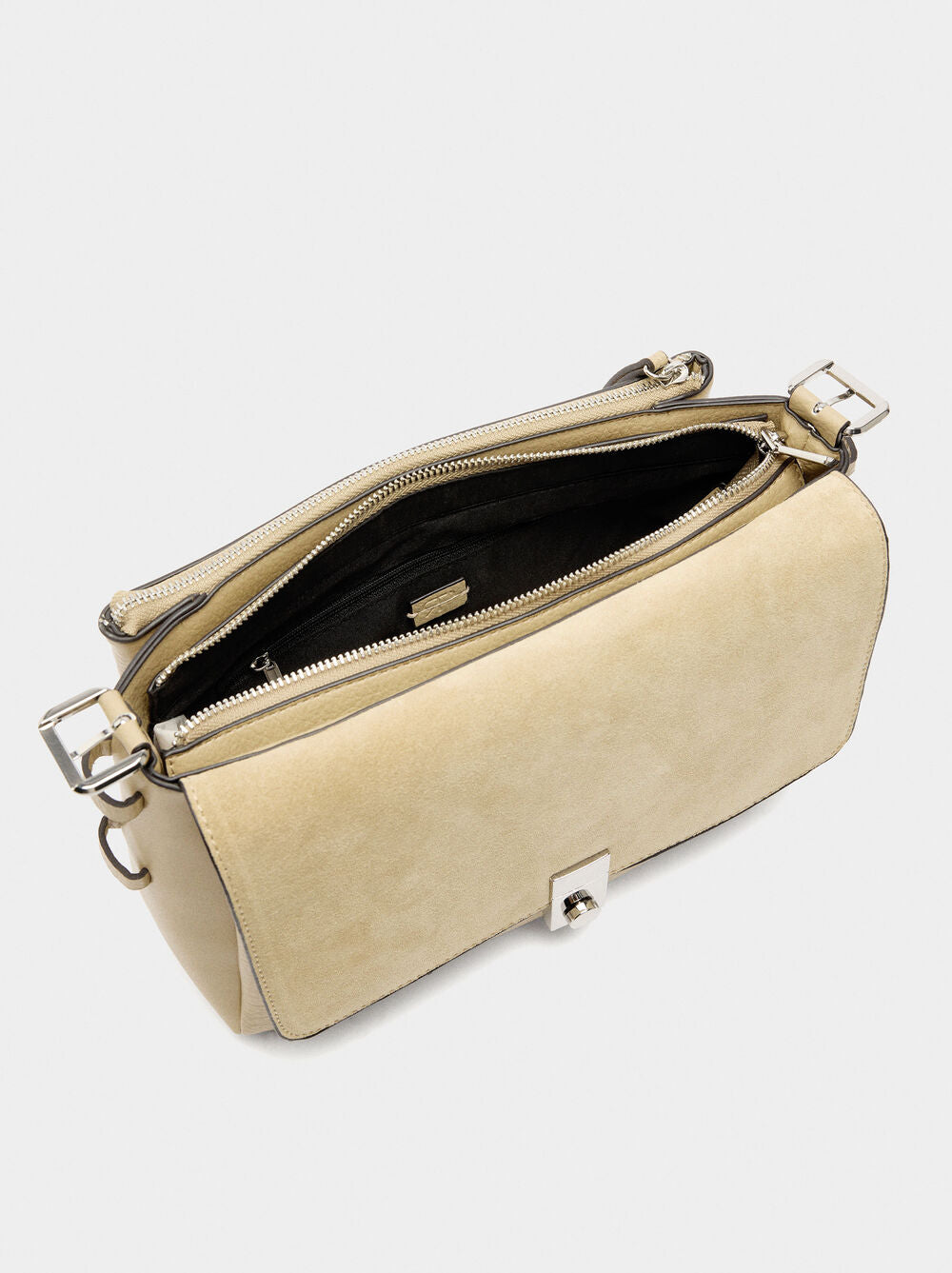 Mala tiracolo com pele