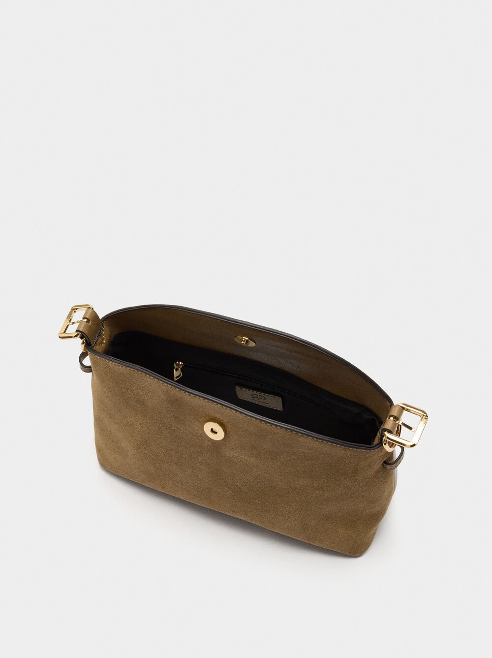 Mala tiracolo com pele