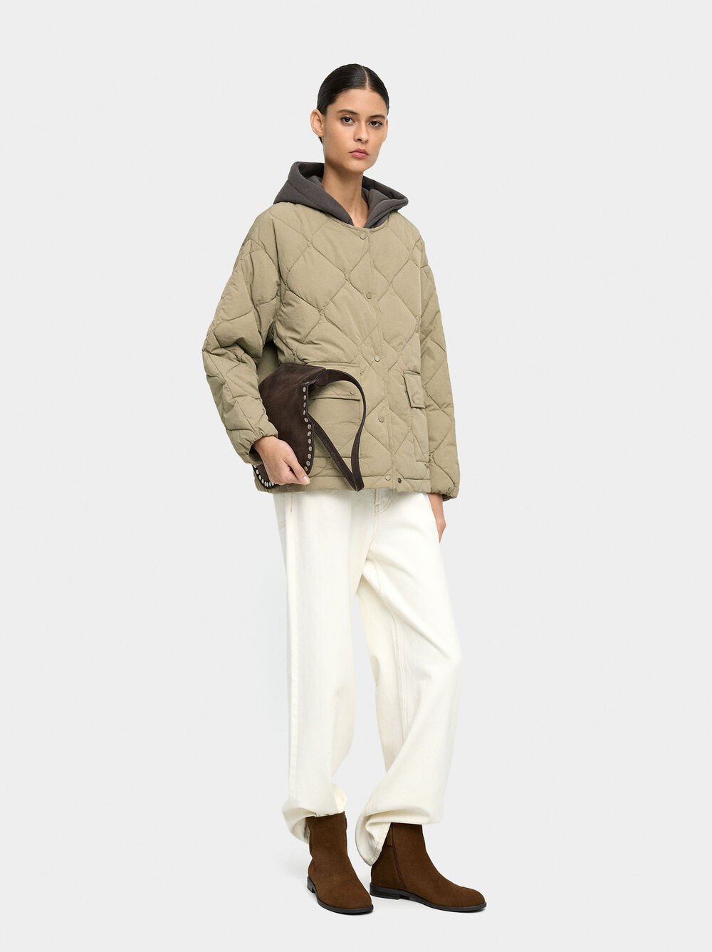 Casaco acolchoado com capuz removível