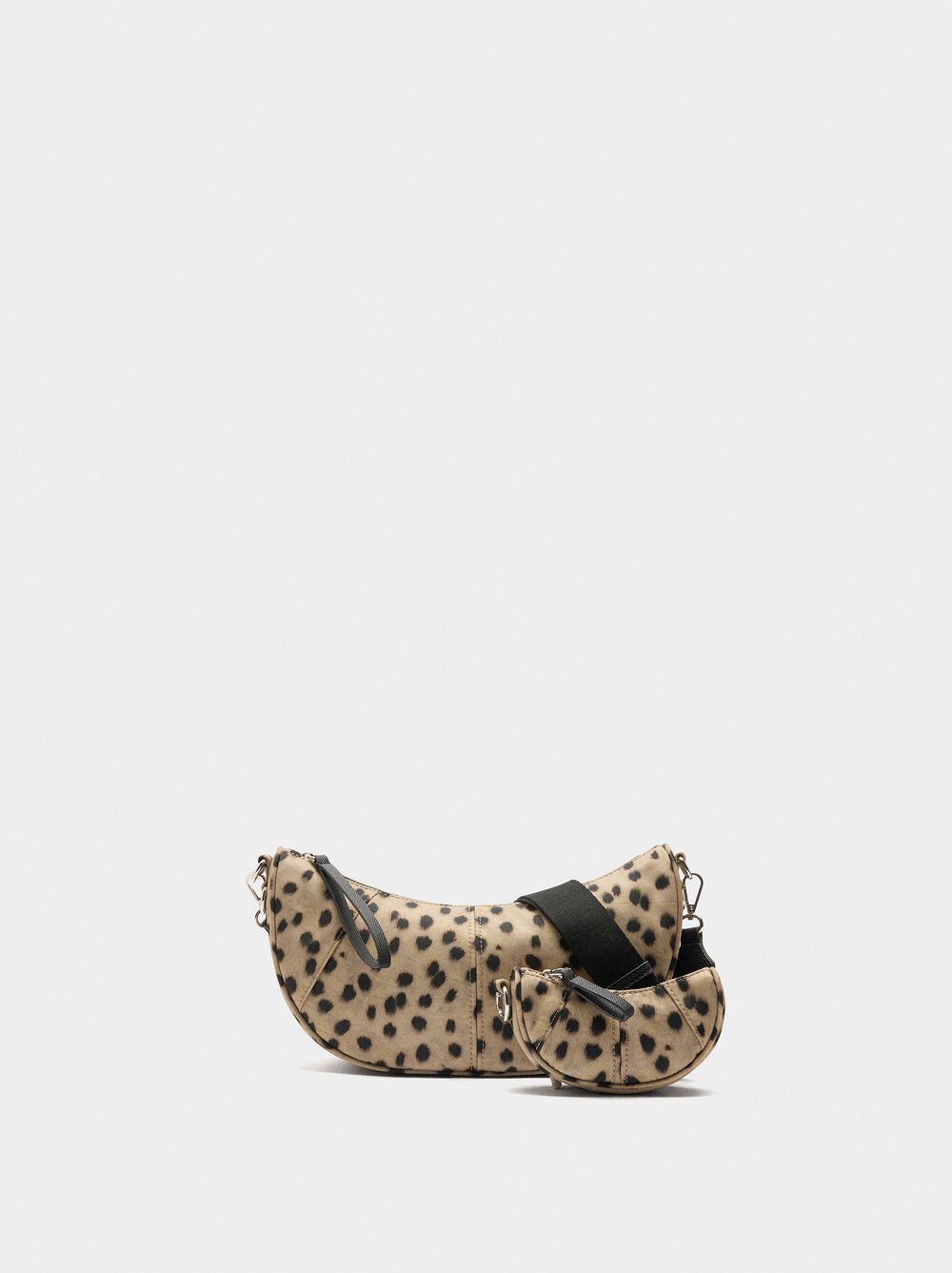 Mala tiracolo de nylon estampado animal