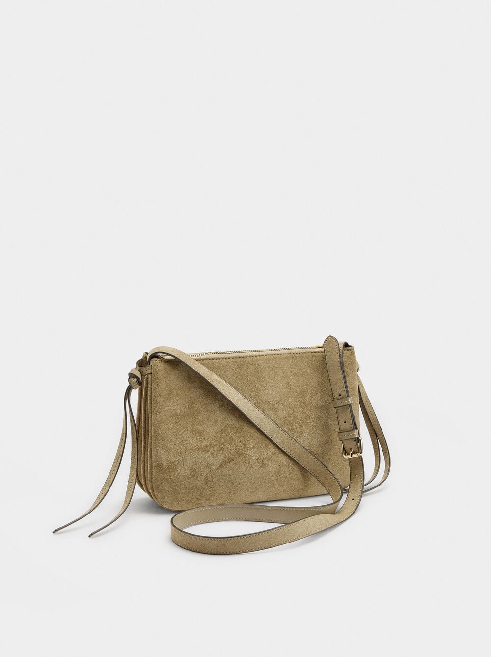 Mala tiracolo efeito camurça