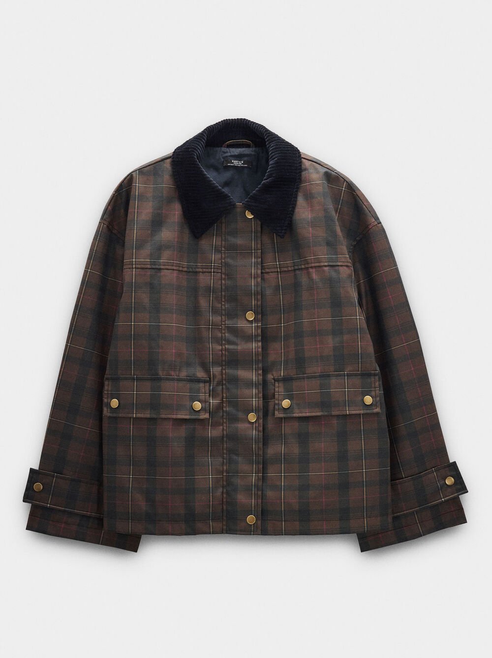 Casaco aos quadrados gola contraste