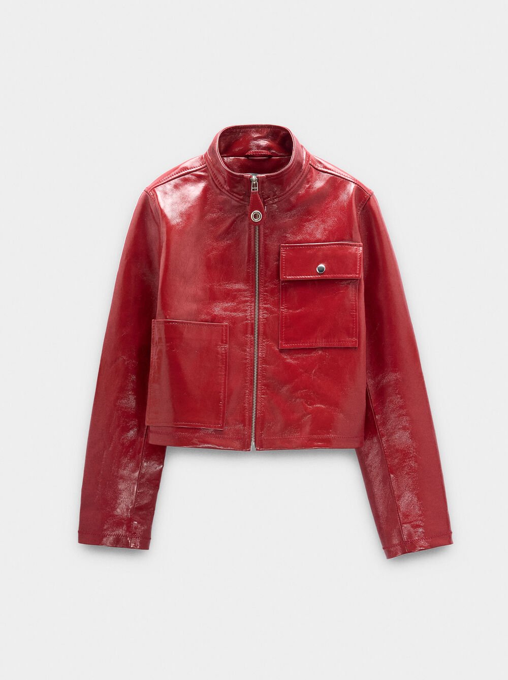 Casaco de pele com fecho de correr