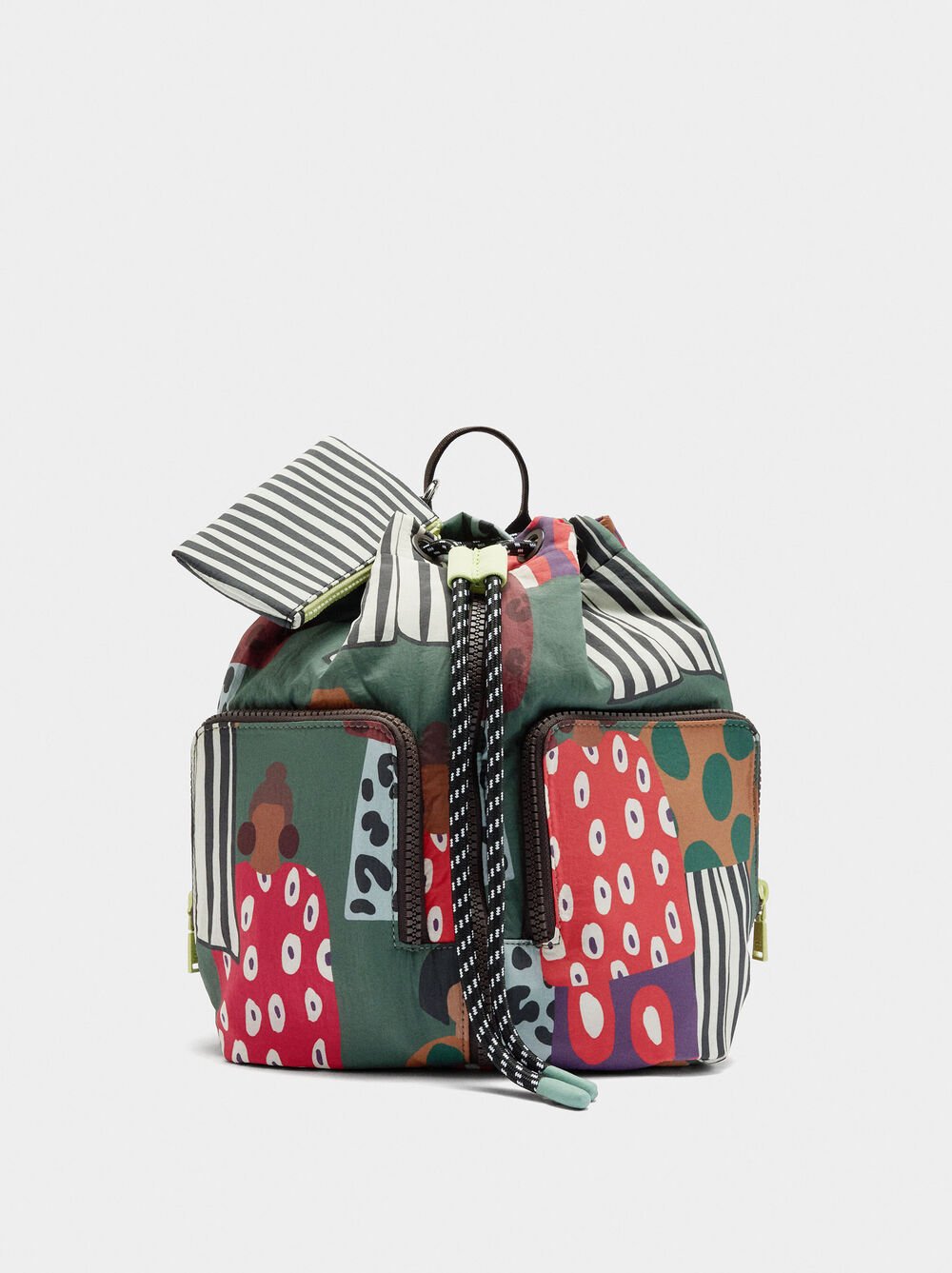 Mochila estampada de nylon com penduro