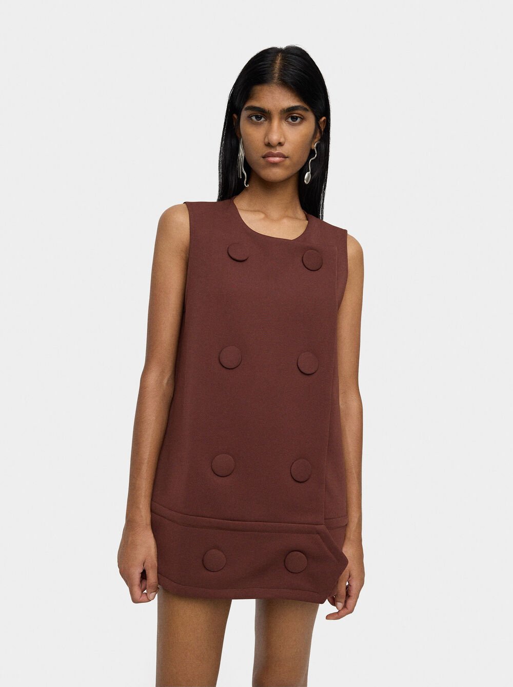 Vestido curto com botões