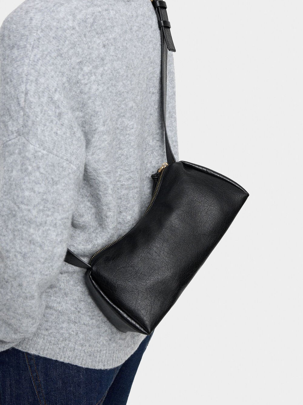 Mala tiracolo efeito craquelê