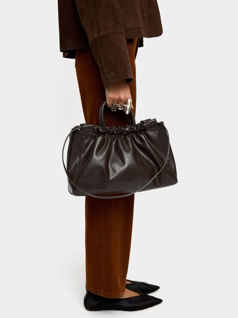 Mala shopper com franzido