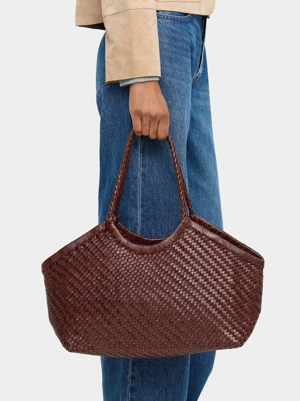 Mala shopper de pele entrançada