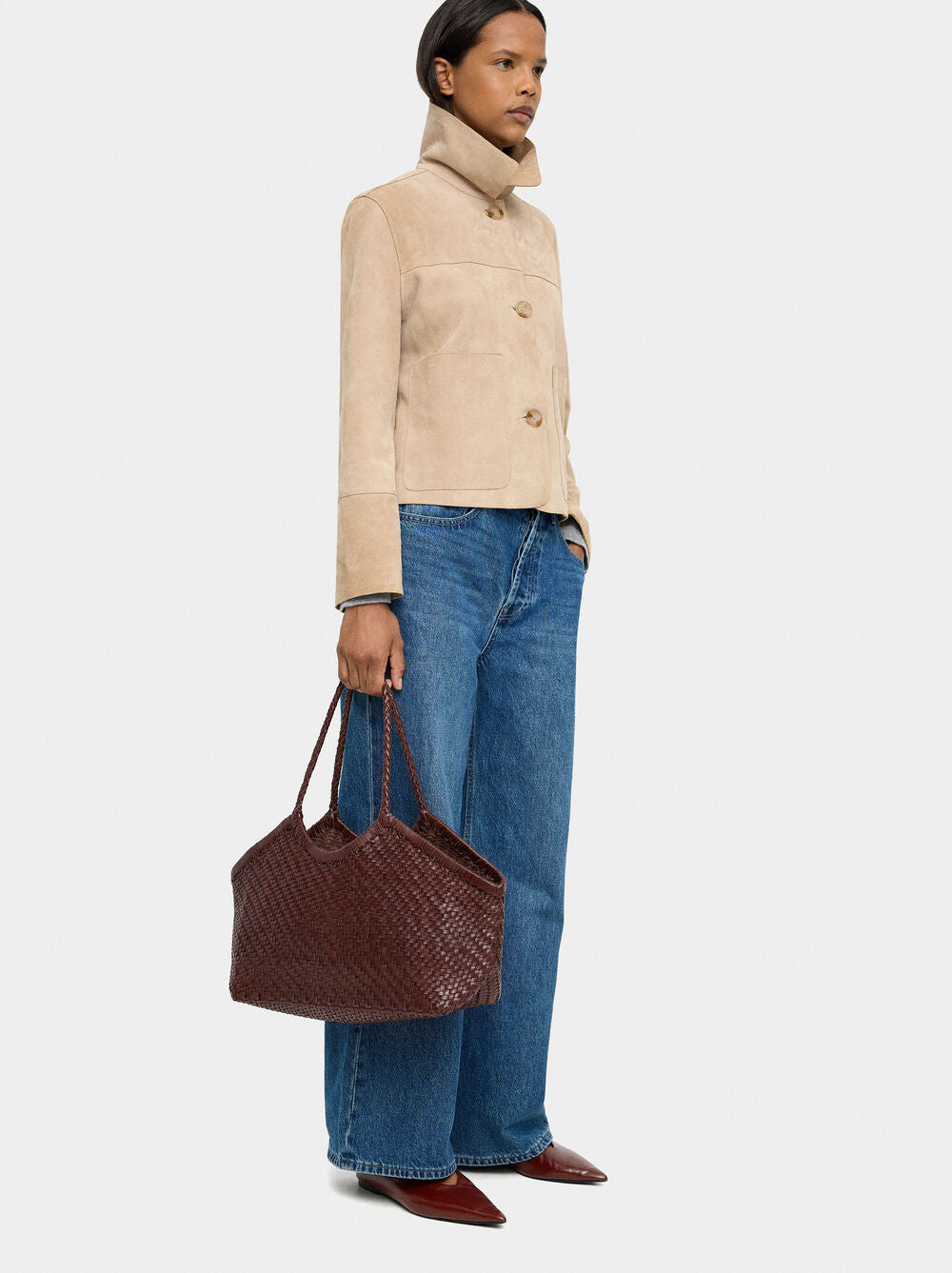 Mala shopper de pele entrançada