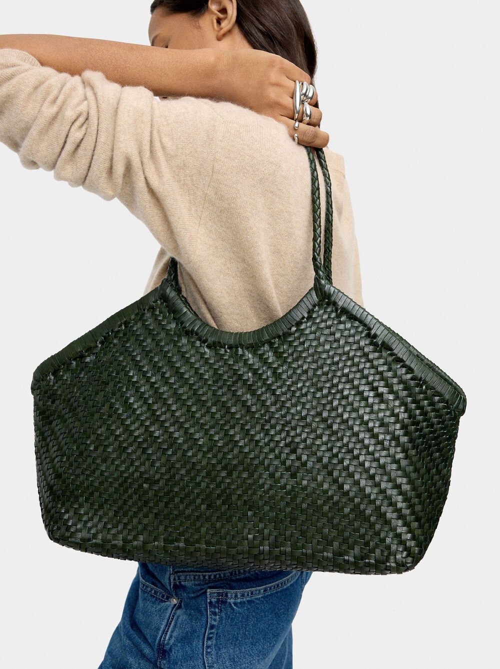 Mala shopper de pele entrançada