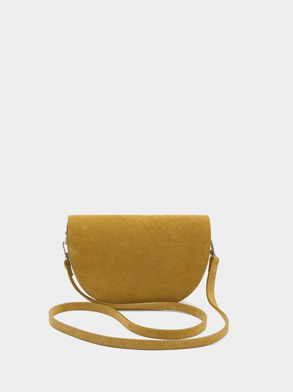 Mala tiracolo de camurça com aba