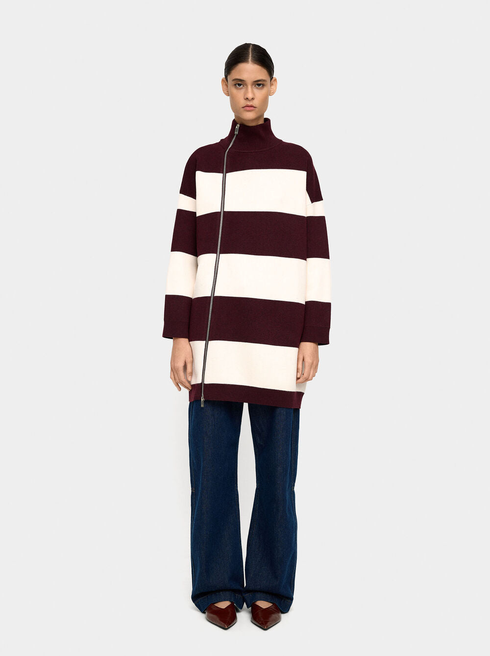 Vestido de malha às riscas