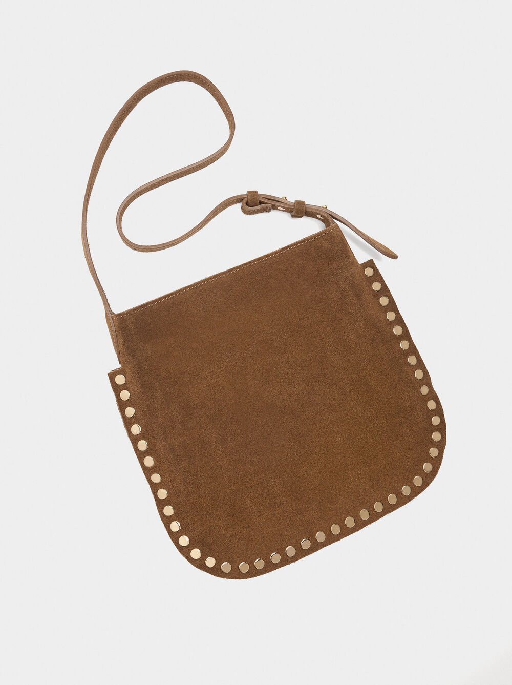 Mala tiracolo de pele com tachas