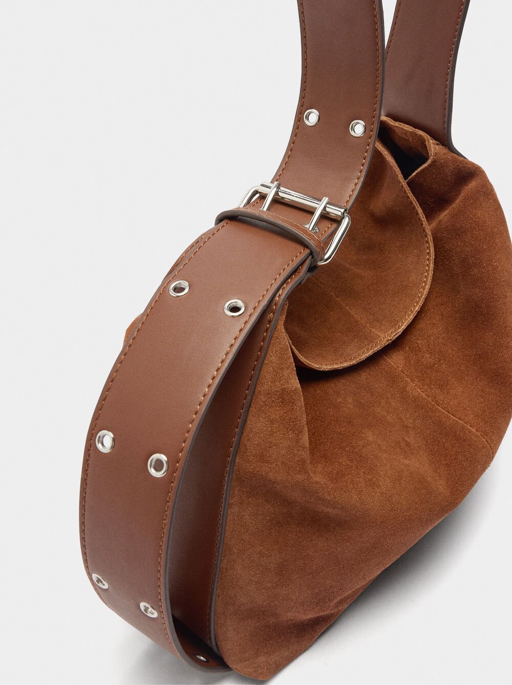 Mala de ombro de pele camurça M