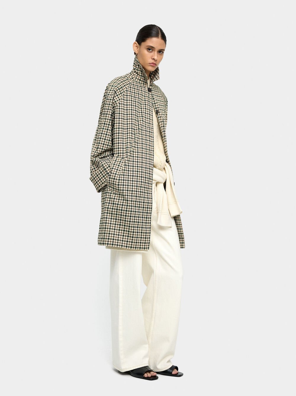 Parka estampado aos quadrados